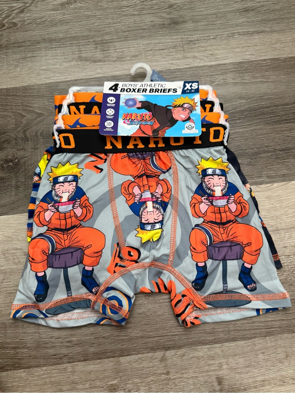 Naruto Boys' Athletic Boxer Briefs - Orange & Gray, XS